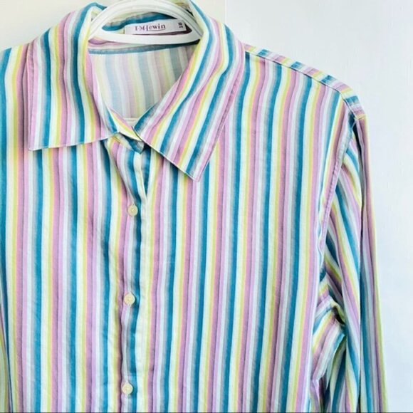 T.M.LEWIN Classic Striped Button Shirt - Picture 7 of 7
